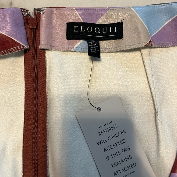 Eloquii Multicolor Diamond Pattern A-Line faux leather Skirt - Picture 7 of 8